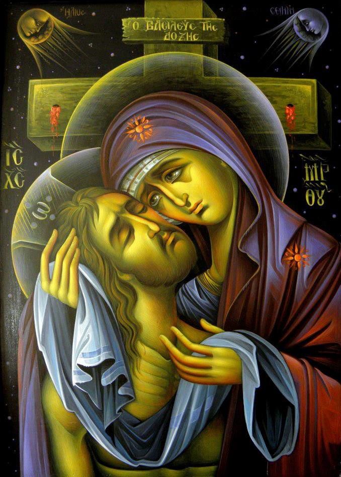 ‘In my arms I hold Thee as a corpse, O loving Lord, who hast brought the dead to life; grievously is my heart wounded and I long to die with Thee’ , said the All-Pure, ‘for I cannot bear to look upon Thee lifeless and without breath.’