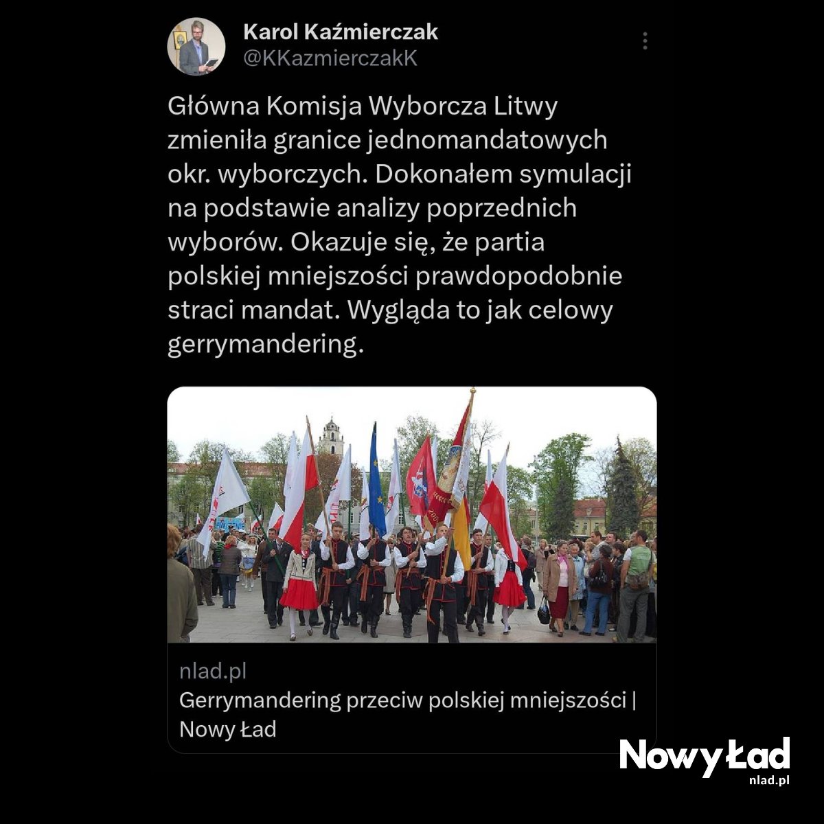 ✂️ Manipulacje mające zmniejszyć szanse wyborcze ich (Polaków na Litwie) reprezentacji spotykają się z obojętnością w Polsce. Sprawa ta nie została poruszona nad Wisłą przez ani jednego polityka, ani jednego dziennikarza, publicystę czy urzędnika mającego w swoich obowiązkach…