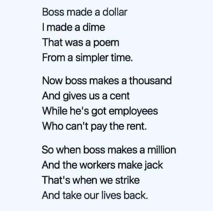 Trickle down doesn’t exist, it doesn‘t matter how much they make, you will always get almost nothing.