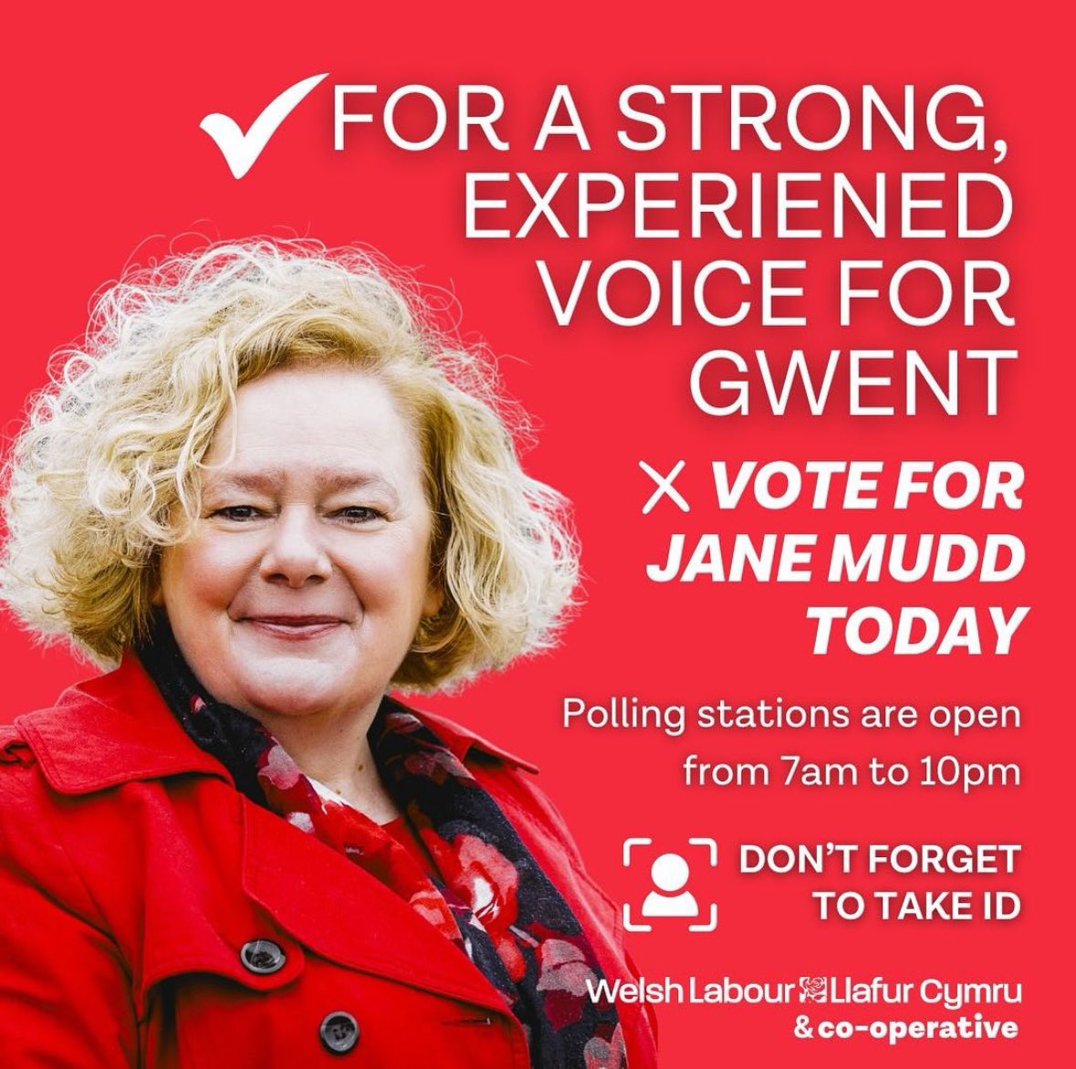 For a strong, experienced voice for Gwent, vote Labour today. Polls are open from 7am til 10pm today - don’t forget you’ll need ID to vote. #votelabour🌹