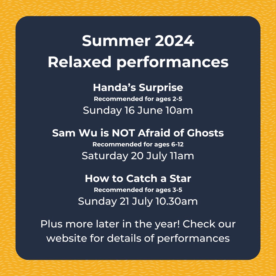 Not sure what a Relaxed Performance is? Swipe to find out more! Relaxed performances may benefit those with sensory sensitivities or first-time theatre goers, but anyone is welcome to attend. Access tickets can be booked via 020 8543 4888 or boxoffice@polkatheatre.com