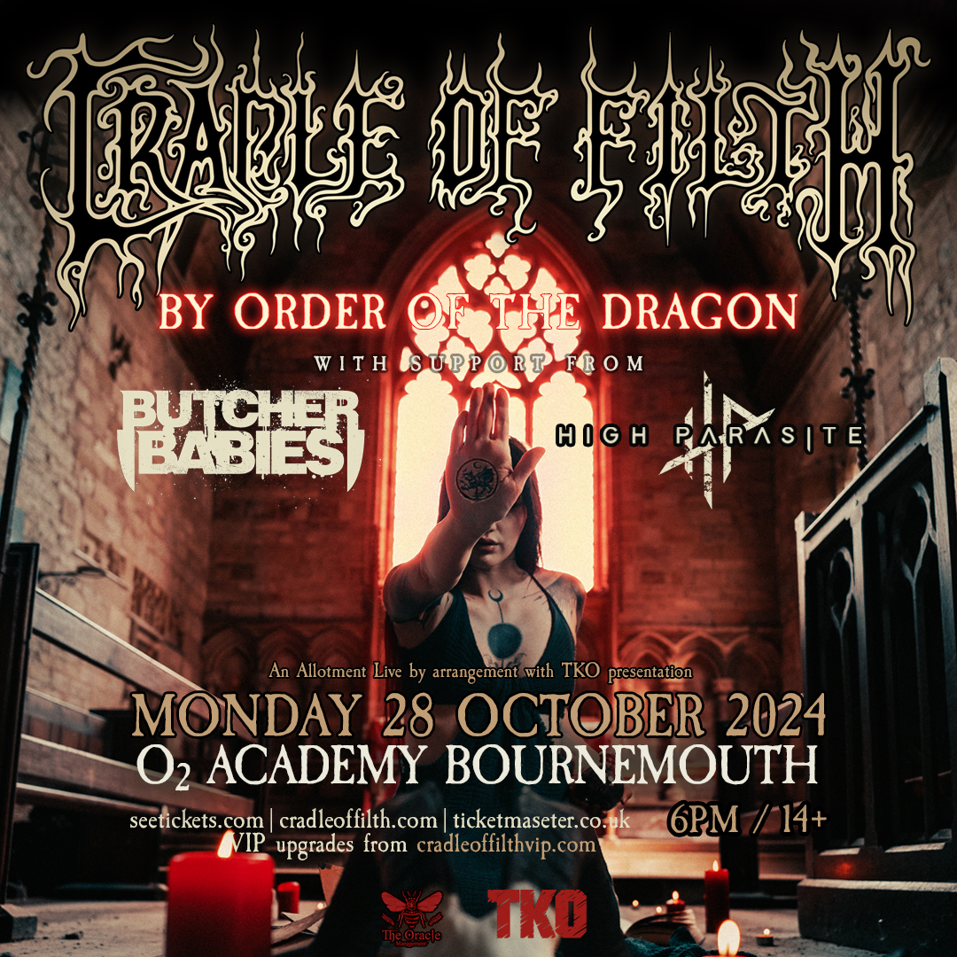 Now on sale! The undisputed giants of heavy metal @cradleoffilth, led by Dani Filth, hit the road with a date at #O2AcademyBournemouth on Mon 28 Oct. 🤘 Grab your tickets now 👉 amg-venues.com/B4eO50RtzIL