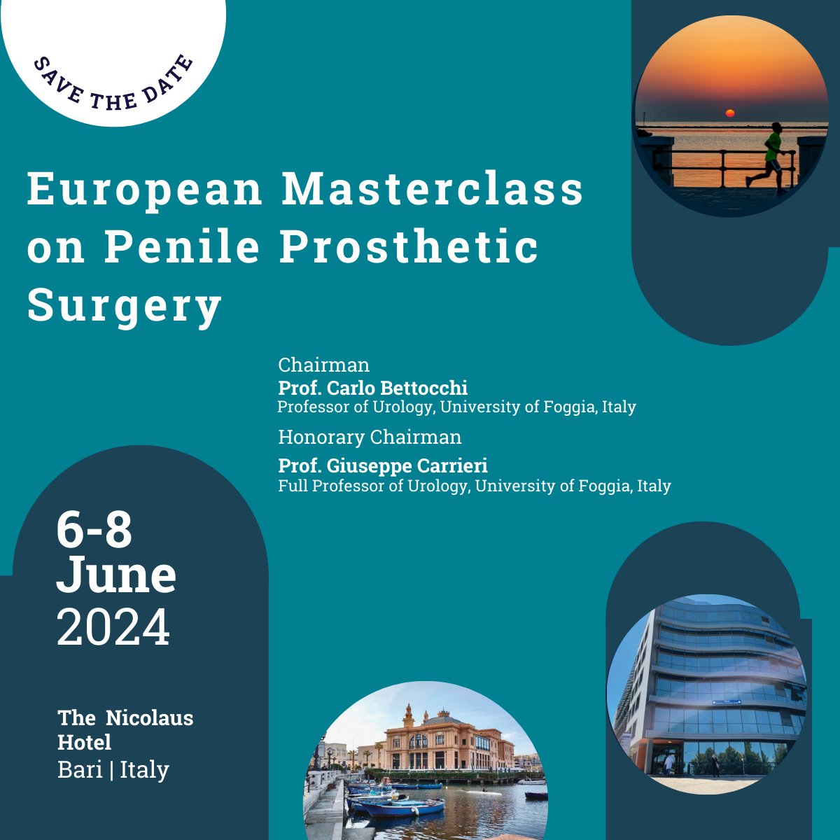 Save the date for the European Masterclass on Penile Prosthesis Surgery with Chairman Prof. Carlo Bettocchi and the honorary chairman Prof. Giuseppe Carrieri. 6-8th June 2024 | Bari, Italy

Click here to register: lnkd.in/gQvtFt-g

#Urology #Coloplast #physicianeducation