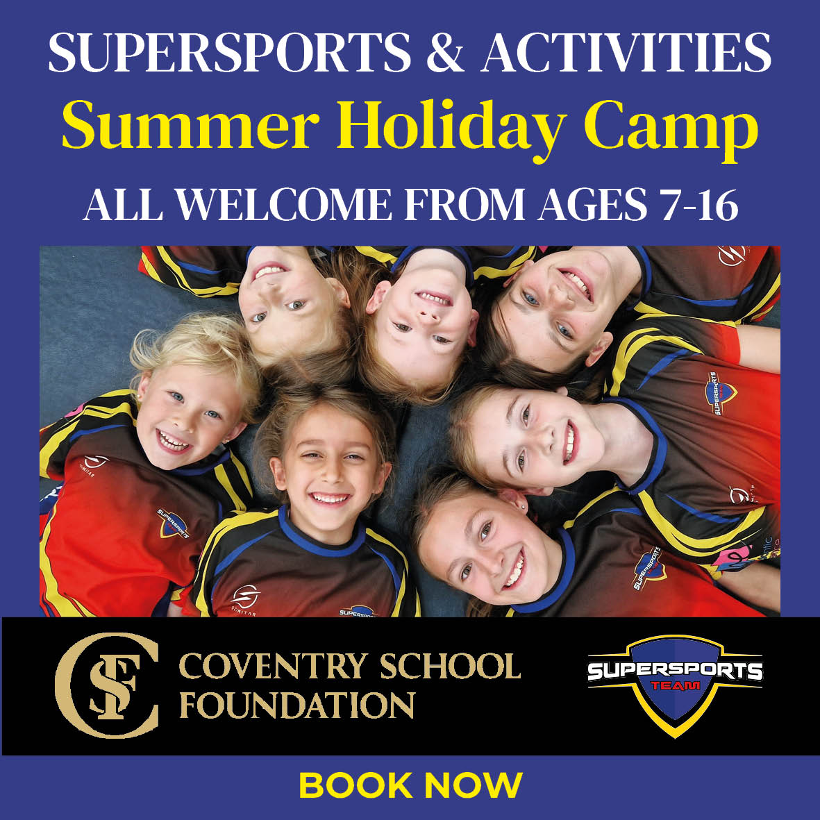 Booking is now open for our May Half-Term Camp running from 28-31 May.

Children can choose each day from a fantastic range of activities.

Supersports & Activities - age 7-16

Click here, to book now: teamsupersports.co.uk/coventry

#SportsCamp