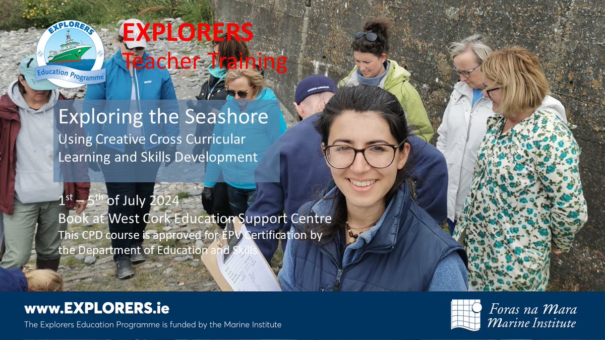 Attention Cork teachers! Sign up for our Training event for Exploring the Seashore using creative cross curricular learning and skills development. The event takes place from the 1-5th of July. Book at @WCEC1 (West Cork Education Centre) #KeepExploring @MarineInst