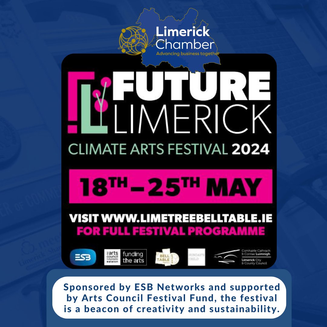 🌍✨ Dive into #FutureLimerick Climate Arts Festival 2024! A week of theatre, music, film, and debates on climate change awaits. 🎭🎶🎥 🎟️ Tickets available at limetreebelltable.ie or call 061 – 953 400. Proudly sponsored by #ESBNetworks.