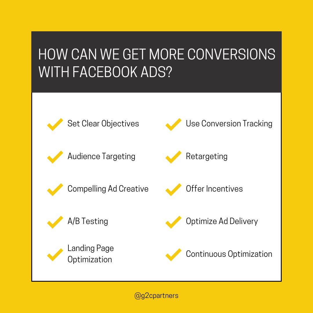 Boosting conversions from Facebook ads involves a combination of strategic planning, targeted messaging, and ongoing optimization.

#facebookads #metaads #g2cpartners #digitalmarketing