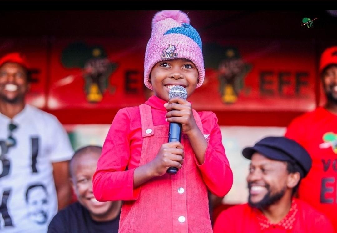 Who in their wildest dream thought an 8 year old girl would be the highlight of our campaign 
❤️🖤💚

#MalemaForSAPresident 
#VoteEFF29May2024