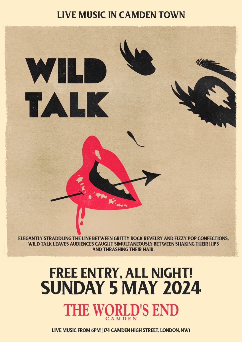 Lining up a double bill of FREE ENTRY shows at The World's End this weekend, with raw rock-n-roll #TheScapegoats on Friday, and gritty rock revelry #WildTalk on Sunday. See you at the bar! 🍻