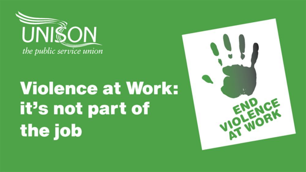 𝐄𝐍𝐃 𝐕𝐈𝐎𝐋𝐄𝐍𝐂𝐄 𝐀𝐓 𝐖𝐎𝐑𝐊 @unisontheunion is asking people to complete a campaign survey about violence at work. It will help to shape the union's understanding of and response to the issue. Find out more and complete the survey here ⬇️ unison.org.uk/news/2024/04/s…