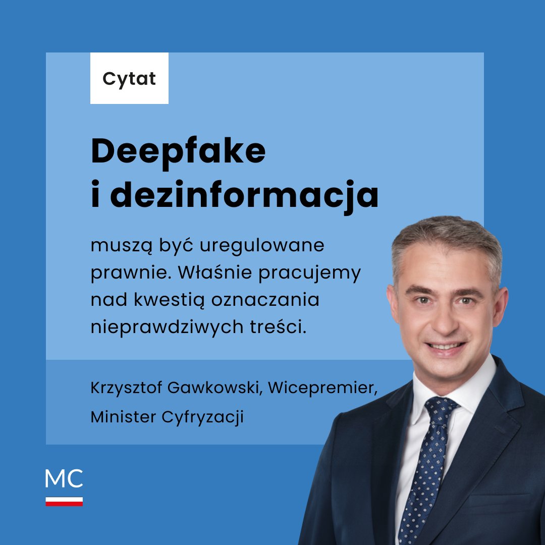 - Technologia może nas oszukiwać i musimy się na to przygotować – powiedział wicepremier i minister cyfryzacji @KGawkowski.

#cyfryzacja #MinisterstwoCyfryzacji #dezinformacja

Więcej w materiale @TVN24BiS   ➡️
tvn24.pl/biznes/tech/de…