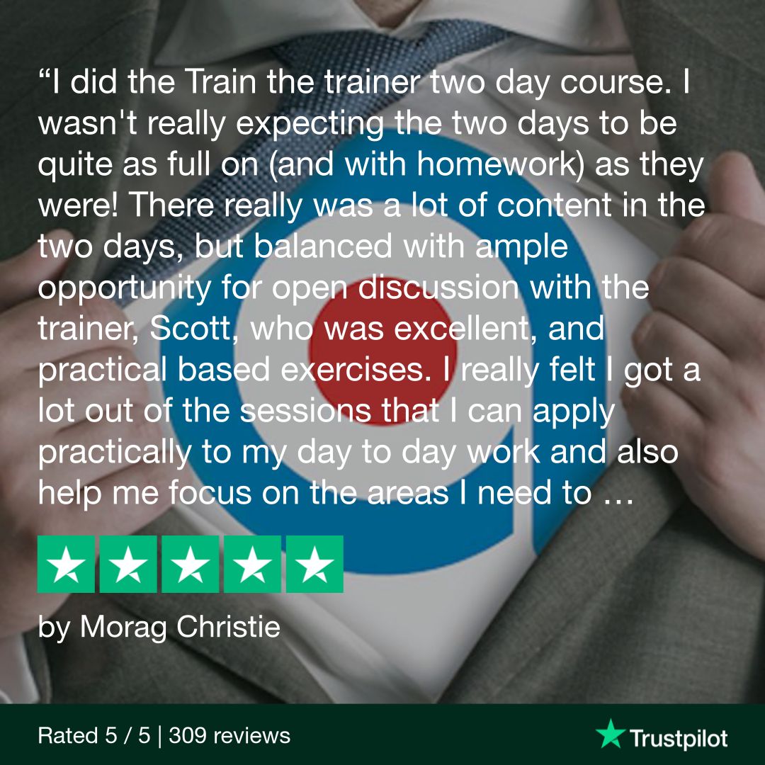 📚 Here's another review from 2019...
😎 Yes, our TtT courses do include homework!
👉 To make sure this happens, our course is practically orientated and gives everyone the opportunity to practise as much as possible.
#TraintheTrainer #TrainerSkills #PublicSpeaking #Trustpilot