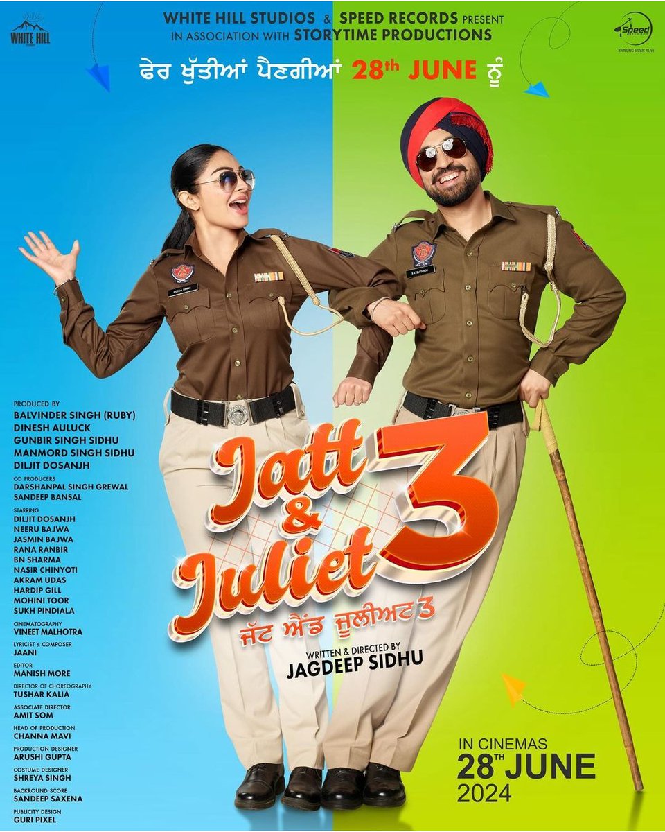 Fateh 👮‍♀️ and Pooja 👮 are Back 😈 JATT&JULIET 3 😎 Releasing at PVR INOX on June 28. . . . #DiljitDosanjh #NeeruBajwa #JattAndJuliet3