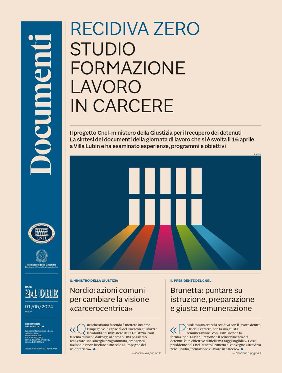 Ecco la sintesi in 32 pagine dei materiali e dei documenti della giornata di lavoro che si è svolta il 16 aprile a Villa Lubin e ha esaminato esperienze, programmi e obiettivi. #RecidivaZero

Il Focus del @sole24ore: freenewsonline.it/wp-content/upl…