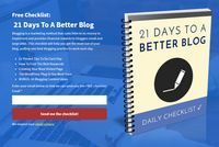 21 Days To A Better Blog.
This free checklist will help you get the most out of your blog in just 21 days, putting one best blogging practice to work each day.
Download your copy here 👉 bit.ly/2DeIDZQ

#BloggingTips #bloggers