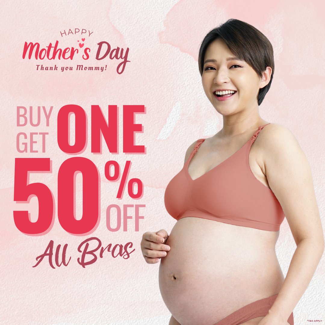 Mother’s Day Special! ✨Buy 1 bra and get the second one at 50% off! 👙 Experience ultimate comfort with our maternity and nursing bras! 🎉 Hurry! Available In-Stores and Online! #9monthsmaternity #mothersday #promo #nursingbra #maternitybra