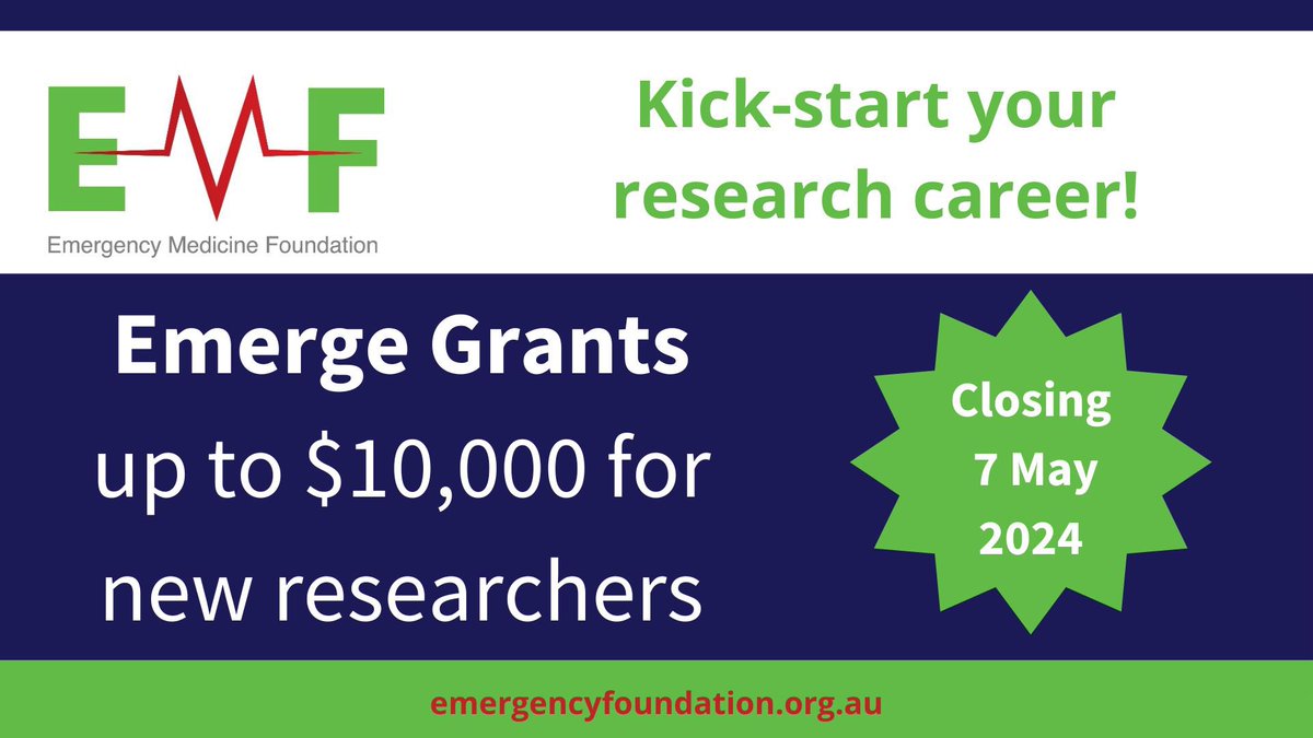 Don't miss the cut off for your Emerge Grant application! Closing 7 May. emergencyfoundation.org.au/emerge-grants/
