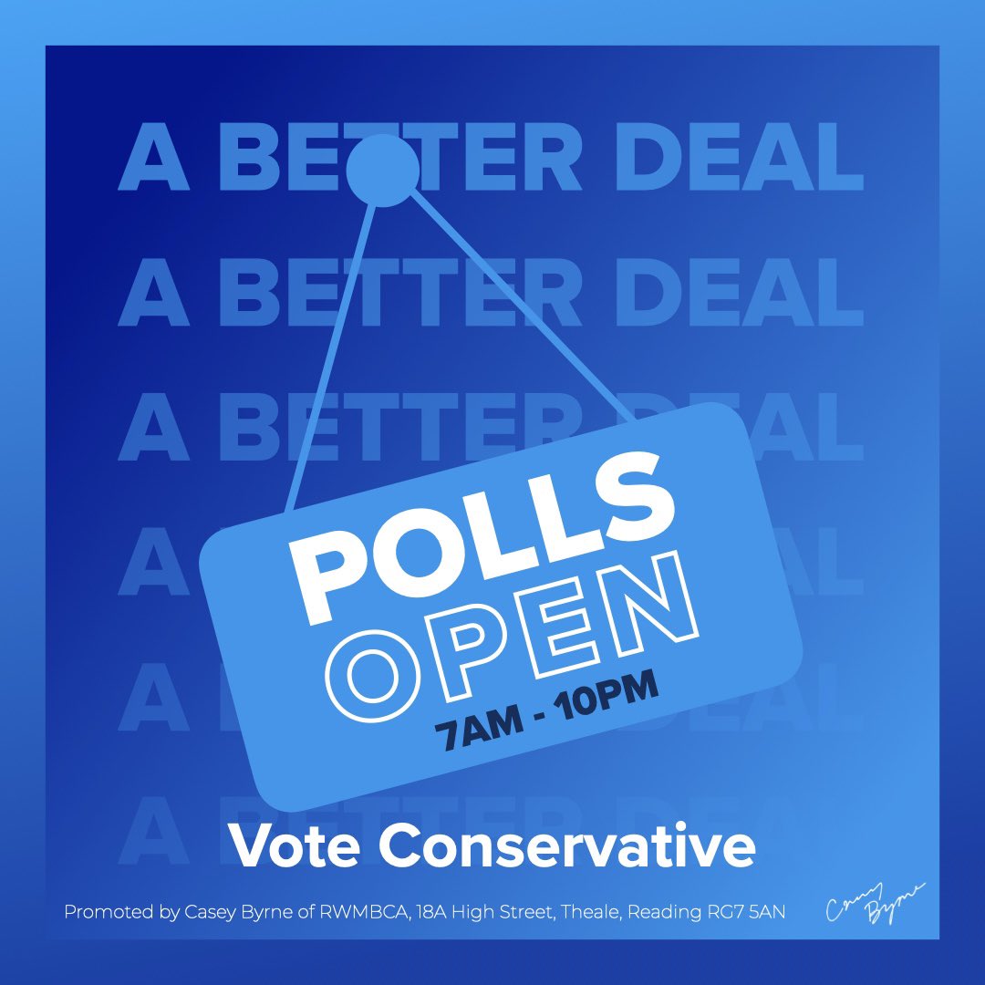 🚨🗳️ POLLS ARE OPEN When I first ran for council in 2022, I based my campaign around giving Reading #ABetterDeal It’s clear now, more than ever, we urgently need FRESH ideas. Head down to your polling station, #VoteConservative and bring in #ANewEra for Reading #LE2024