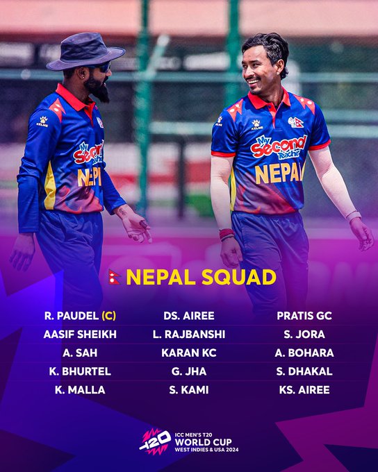 Nepal's squad for the #T20WorldCup 2024 🏏