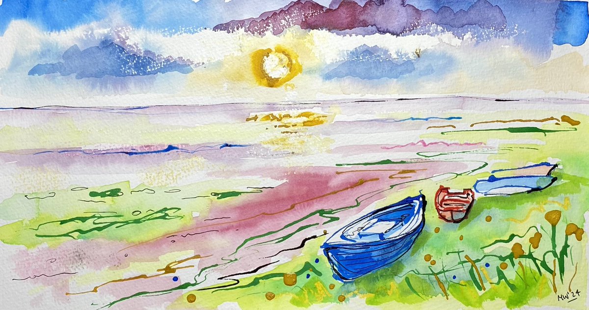 'Late Sun, Lytham'
Acrylic ink, watercolour and wax crayon.
8' x 15'
Lancashire Artist of the Year 2023
#seaside #boats #lythamstannes @LythamLifeStyle @visitfyldecoast @VisitLancashire