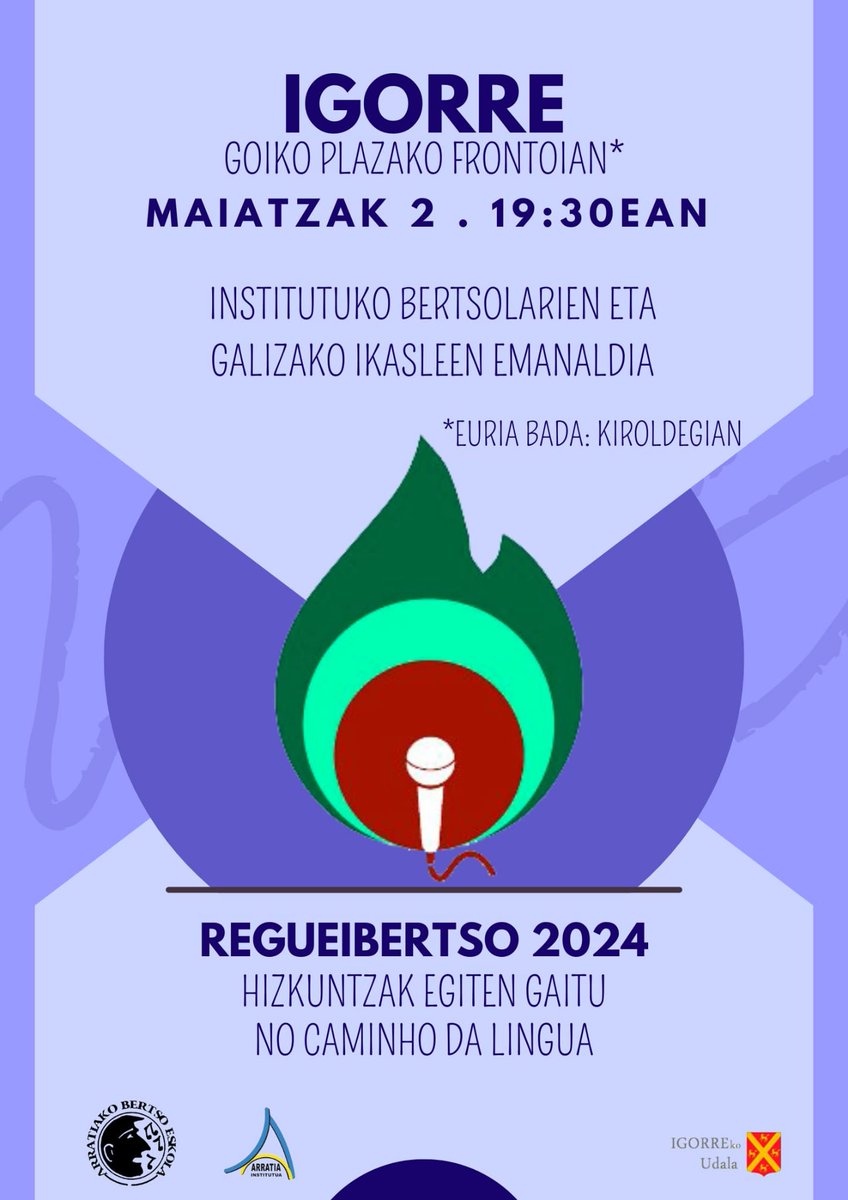 Aurten ere etorri dira ikasle galiziarrak!
Eguerdian Diman eta arratsaldean Igorren egingo dituzte emanaldiak Igorreko institutuko ikasleekin batera
#bertsolaritza #regueifa #plazaratzea #kultura #regueibertso