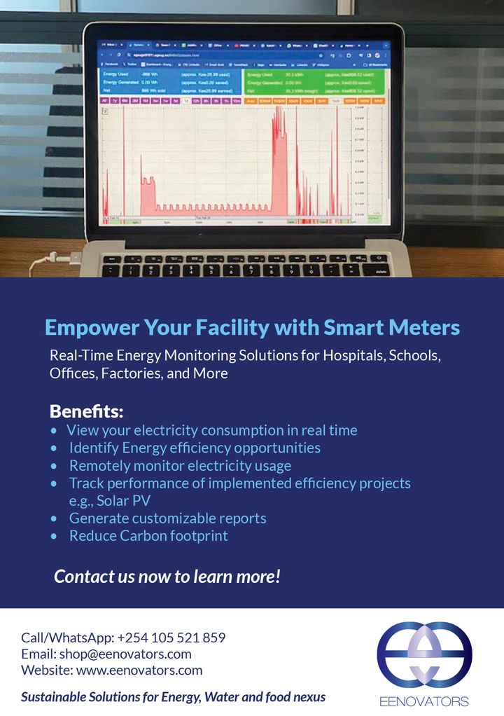 Experience real-time energy monitoring solutions tailored for hospitals, schools, factories, and offices! #DataDrivenDecisionMaking Contact us for more information; Call/whatsapp: +254 105 521 859/ + 256 752 274 688 shop@eenovators.com email; info@eenovators.com