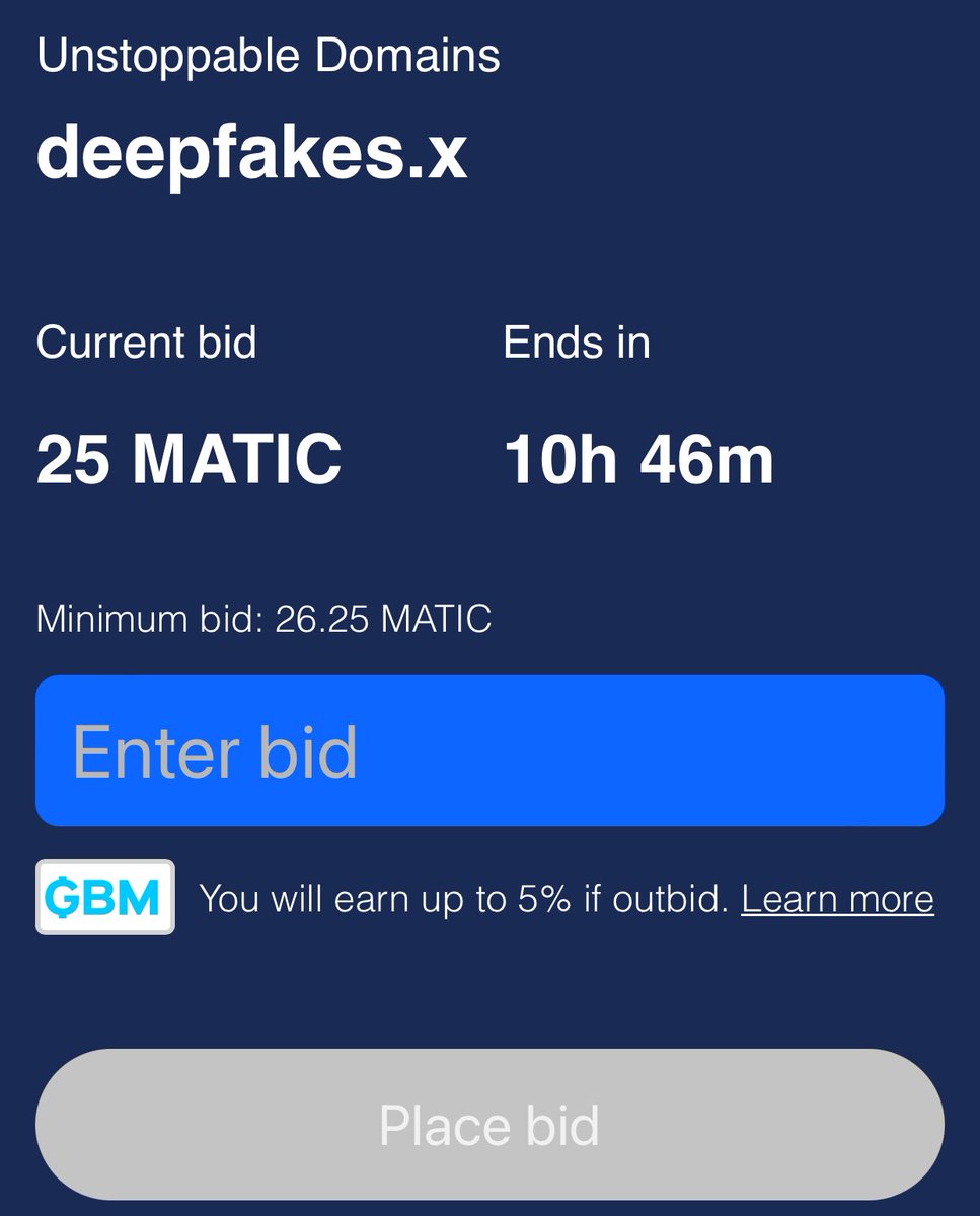 GM #WEB3 & #UDfam deepfakes.x could be yours. If you are outbid, you still get something. Win-win. 10 hours left. 50matic anyone?