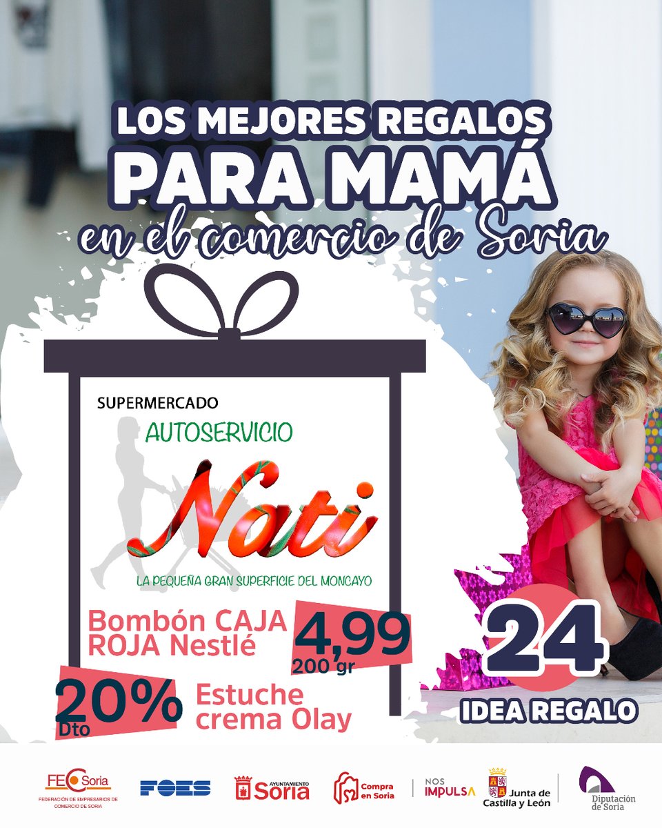 En #autoservicioNati tienes el Bombón Caja Roja de Nestlé 200gr a 4,99€
y 20% de dto. en estuche crema Olay
¡Corre que vuelan, No los dejes escapar!!

#DiadelaMadre #Promocion #Soria #CompraenSoria #ApostamosporSoria #Comerciolocal #regalosoriginales #comerciodeproximidad