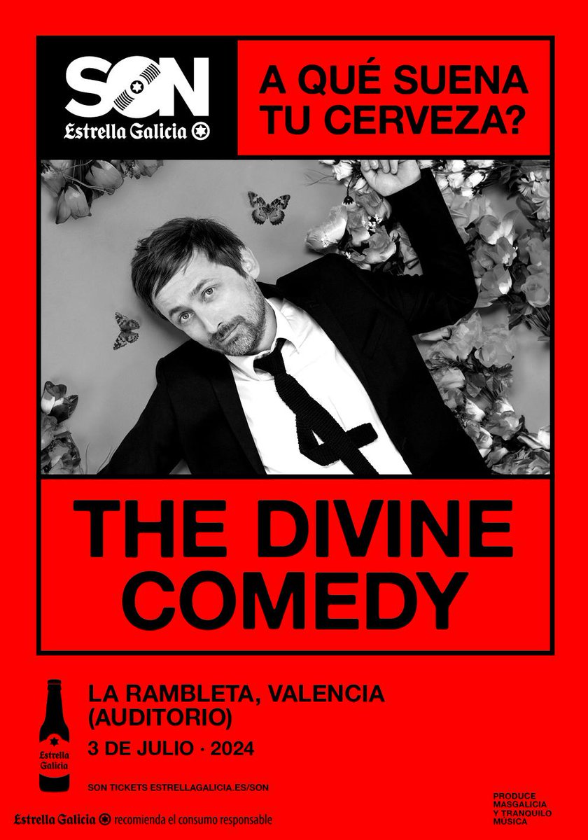 The Divine Comedy por SON Estrella Galicia, Auditorio de @La_Rambleta, 3 de julio. Entradas aquí: bit.ly/4cGS7Jr