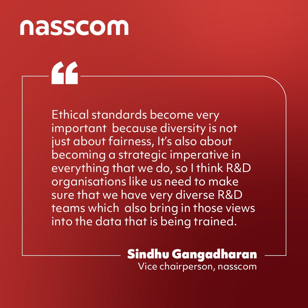 Watch @gangadharansind, Vice Chairperson of nasscom, in a @timestechies webinar, as she explores the significance of diversity in AI, emphasizing that it goes beyond mere fairness; it's a strategic imperative. She highlights the importance of ethical standards and diverse teams…