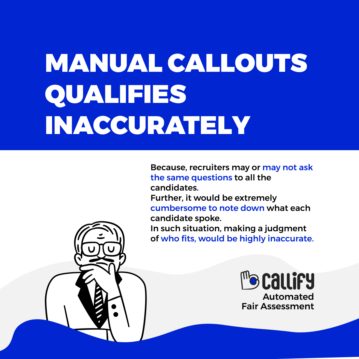 InCallify's tweet photo. When recruiters don't ask every candidate the same questions and can't write down everything each candidate says, deciding who's the best fit becomes a guessing game, risking missed opportunities for the best matches. https://t.co/u7oP5RwheP