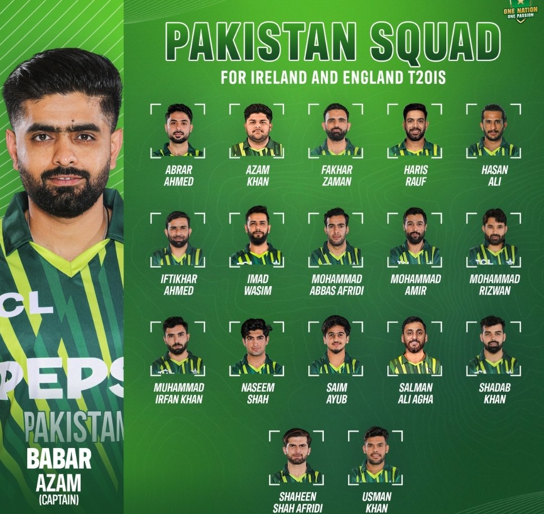 Pakistan squad for upcoming T20Is against Ireland and England #Cricket #IREvPAK #ENGvPAK