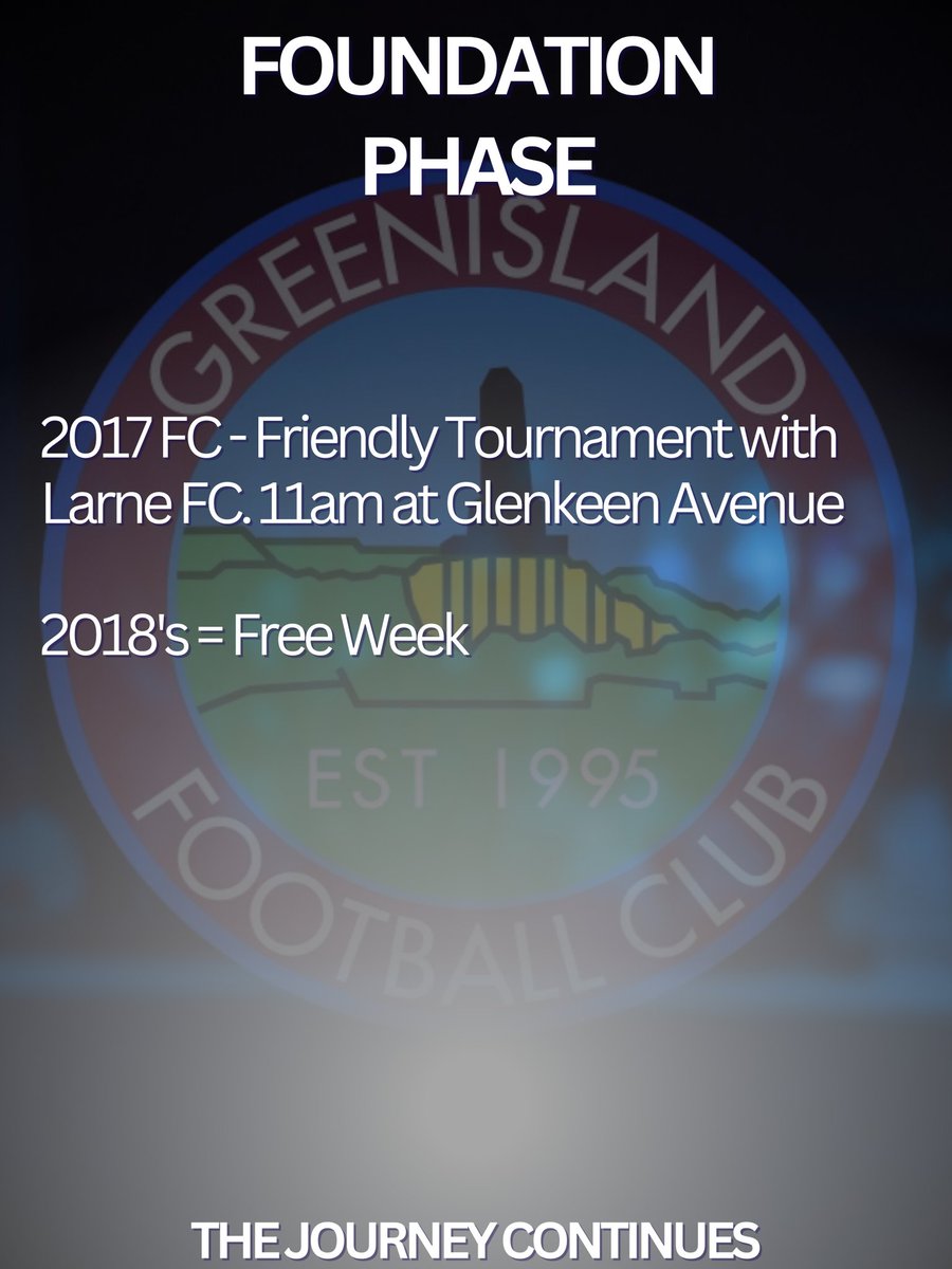 𝗚𝗿𝗲𝗲𝗻𝗶𝘀𝗹𝗮𝗻𝗱 𝗙𝗶𝘅𝘁𝘂𝗿𝗲𝘀

Another busy weekend, packed with lots of Greenisland Fixtures rolls around...enjoy 👍🏽

#TheJourneyContinues