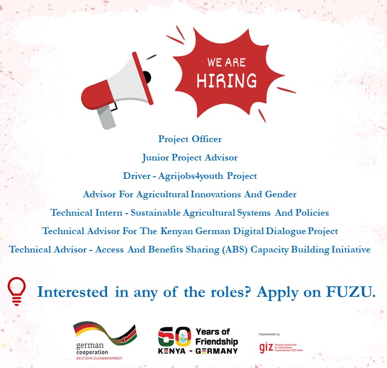 Are you looking for a new challenge? Join our growing team today, apply here! @giz_gmbh #KE is an equal opportunity employer and we value diversity at our company. We strongly encourage people with disabilities to apply! ⬇️ fuzu.com/kenya/company/… #IkoKaziKE