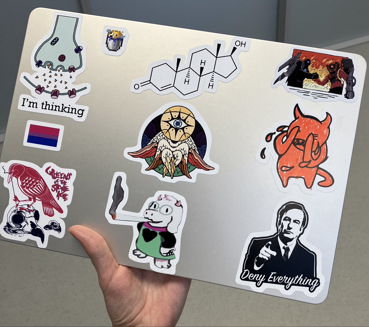 ok maybe this is not ideal for a work laptop (middle sicker design by @ultra_infinite)