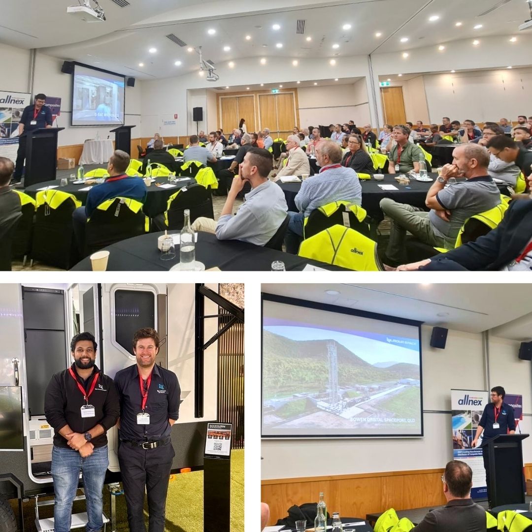 At the @CompositesOz Annual Conference today, Gilmour Space engineers Peter L & Ruhaan K shared on our progress to launch, and highlighted Australia’s growing opportunities in #composites #manufacturing and #space. Lots of #deeptech discussions happening on the Sunshine Coast!