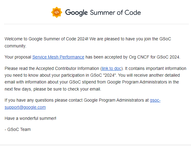 Hello everyone,
I am glad to share that my project got selected in GSOC'24 @smp_spec of organization @layer5 under @CloudNativeFdn .
I really want to thank @lcalcote , Uzair and @layer5  community for thier guidance through this journey .
#GSOC #GSoC2024 #cncf #Cloud #layer5