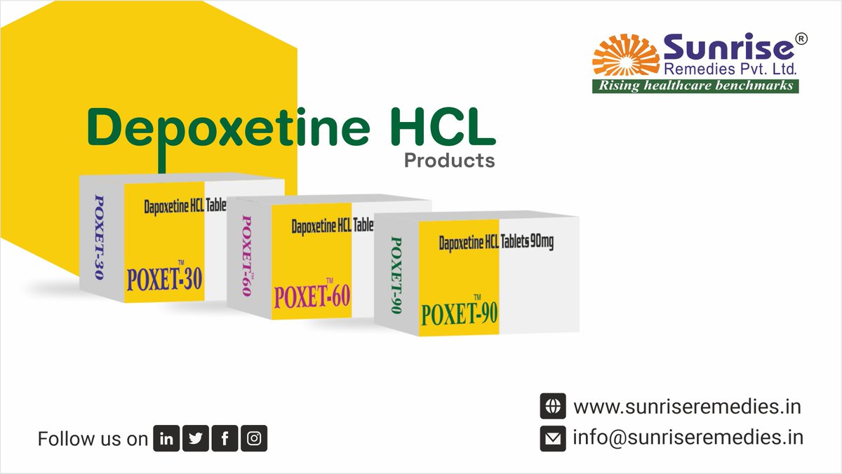 Poxet Generic #DapoxetineHCL Most Popular Products From Sunrise Remedies Pvt. Ltd.

Read More: sunriseremedies.in/our-products/p…

#Poxet #DapoxetineProducts #PrematureejaculationTreatment #PEMedicine #EDMedicine #MedicineexporterCompany #Impotence #CureEDProblem #CurePEProblem #Sunrise