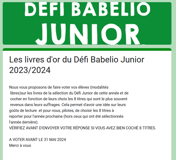 Faites voter vos élèves #livredor #defibabelio defibabelio.fr/2024/05/02/le-…