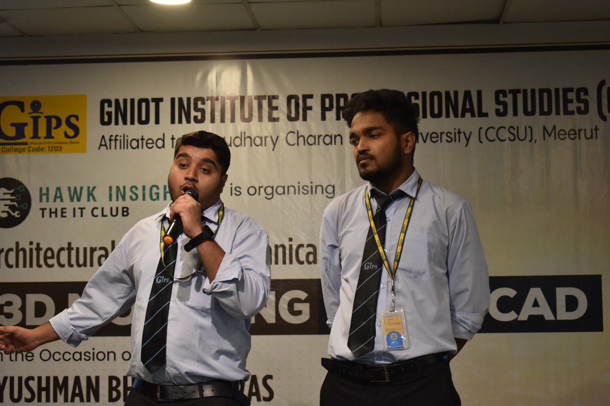 GNIOTCollege's tweet photo. Design is not just what it looks like and feels like. #Design is how it works.
The Hawk-Insights the #ITclub of GNIOT Institute of Professional Studies is excited to announce the successful conclusion of our #3DModeling in the #AutoCAD #competition.
#DesignExcellence #gips https://t.co/V9e2ozbNFz
