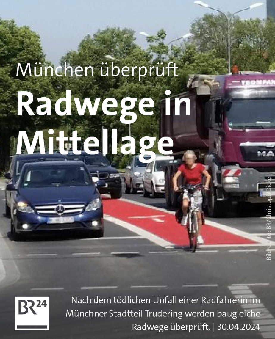 Müssen immer erst Tragödien geschehen, damit man völlig offensichtliche Gefahrensituationen erkennt und entschärft?  Baulich getrennte Radwege flächendeckend für die #verkehrswende!