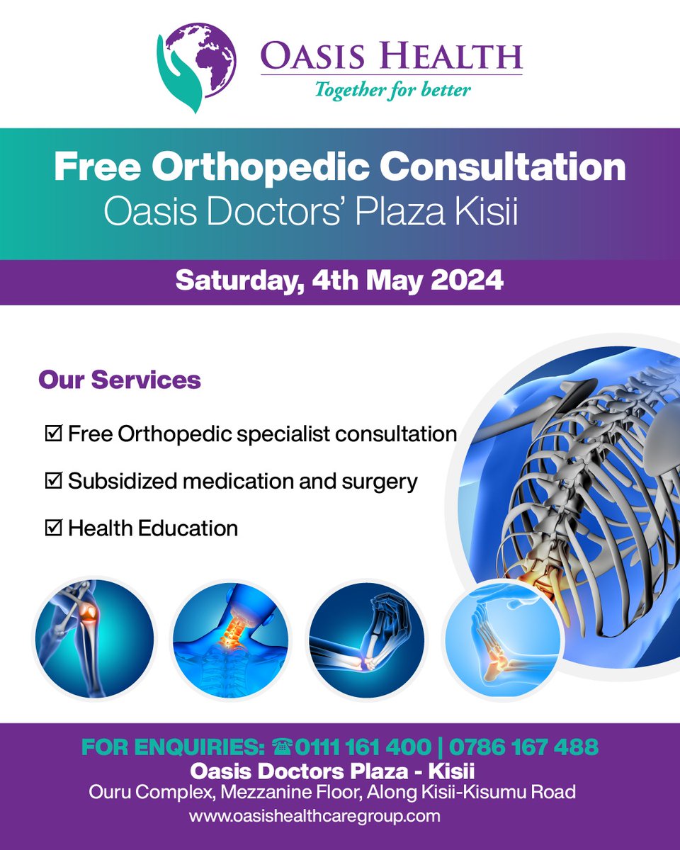 This is your chance to check on your musculoskeletal system with our experts.
#Orthopedics 
#Orthopedicsurgeons
#MedicalCamp 
#Togetherforbetter