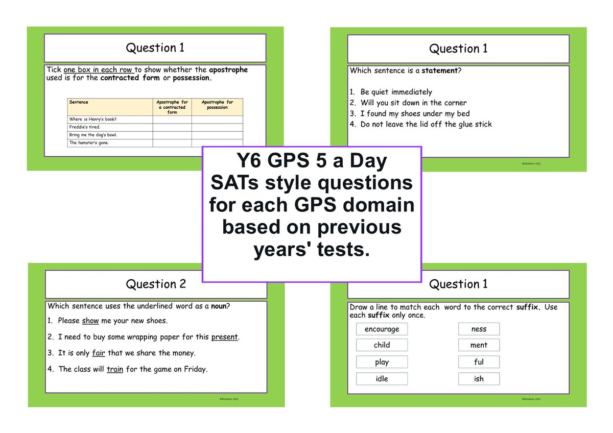 Y6 TEACHERS!
GPS 5 a day SATs style questions based on past papers - get revision sorted!
Free samples
ks2gems.com/?page_id=2031&…
To get them all subscribe - £20 a year.
Let us help you!
#y6 #SATS #Primaryteachers #Primaryenglish #ECT