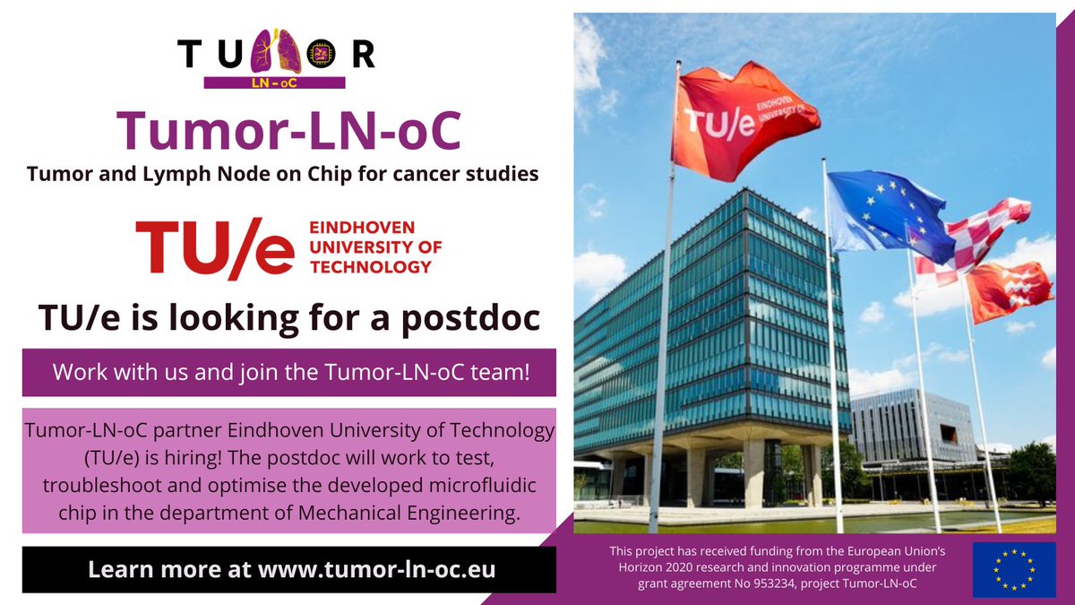Tumor-LN-oC (@tumor_ln_oc) on Twitter photo 📢Postdoc vacancy at <a href="/TUeindhoven/">TU Eindhoven</a>! 🇳🇱
🎯Objectives: #troubleshoot, #optimize, and #validate the #microfluidic chip design, e.g. for better #biocompatibility and fluid flow!
💻Full job description: bit.ly/TUePostdoc
🤗 Apply now and become part of the project team! 📢Postdoc vacancy at <a href="/TUeindhoven/">TU Eindhoven</a>! 🇳🇱
🎯Objectives: #troubleshoot, #optimize, and #validate the #microfluidic chip design, e.g. for better #biocompatibility and fluid flow!
💻Full job description: bit.ly/TUePostdoc
🤗 Apply now and become part of the project team!
