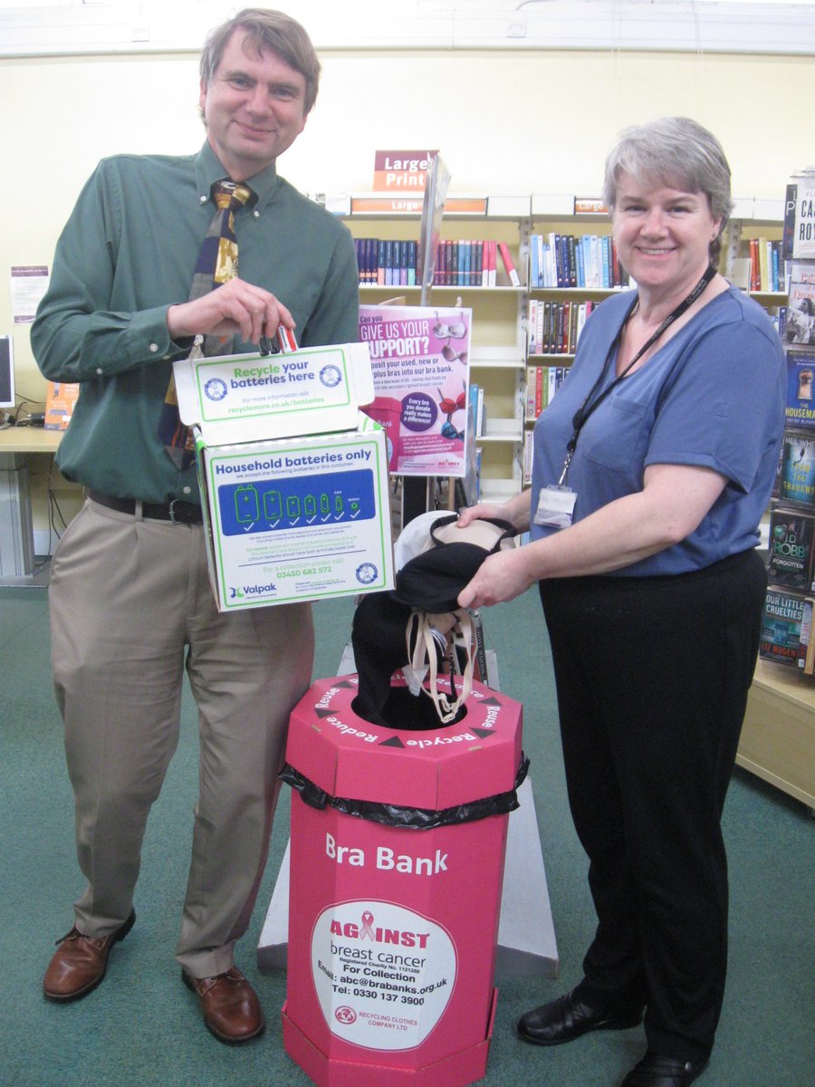Deposit your used, new or surplus bras into the bra bank at #WombourneLibrary to help raise vital funds for research into secondary spread breast cancer. We can also accept your used batteries!
@Wombourne_Dly 
@WombourneParish 
@south_staffs
#greenlibraries @StaffordshireCC