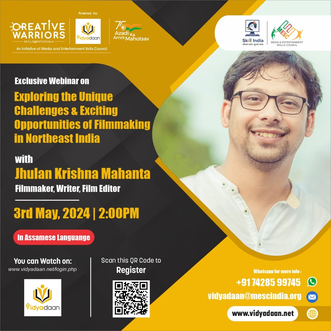 Curious about Northeast India's film industry? Don't miss our exclusive webinar on May 3rd! Join filmmaker Jhulan Krishna Mahanta as we explore the vibrant colors of Northeast Indian filmmaking.#India  #film  #IndustryInsights #Filmmaker  #Writer #TrendingNow