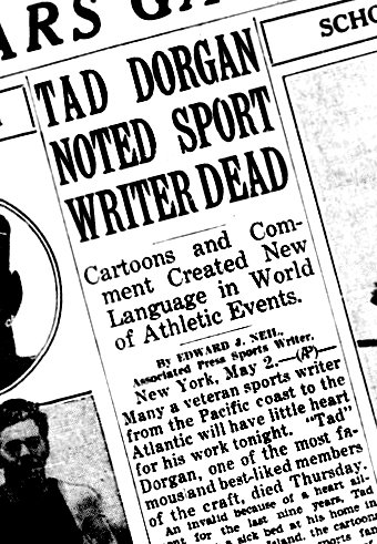 Cartoonist Thomas Aloysius 'Tad' Dorgan, famed for his illustrations of boxing and other sports, died of bronchial pneumonia at his home in Great Neck, New York, #OnThisDay in 1929 at the age of 52. Dorgan is also credited with coining a number of words and expressions.