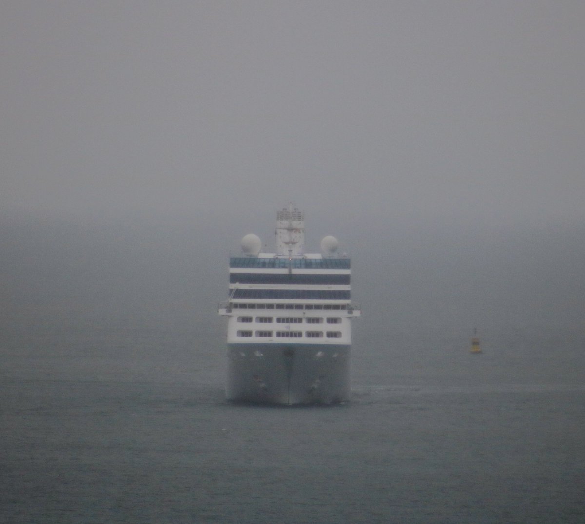 The Elegant Sirena cruise ship arrived in the Sound early this morning in mist and rain and guided by the Plymouth Pilot boat. The luxury cruise ship (Oceania Cruises) is the first of 5 liners visiting the city this month: westwarshippingnews.com contact@westwardshippingnews.com