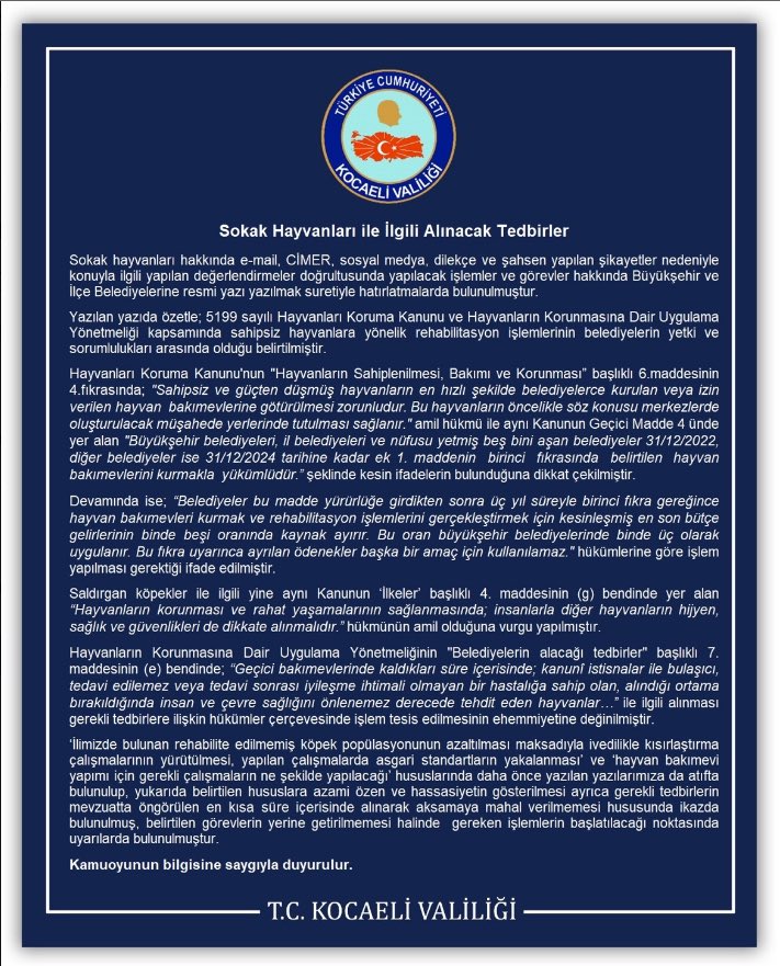 buyuksivashaber's tweet image. #KocaeliValiliği şehirdeki ilgili belediyelere talimat göndererek başıboş #SokakKöpekleri hakkında gereken iş ve işlemlerin ivedilikle yapılması talimatını verdi…
#Sivas’ta da önlenemez boyutta olan bu sorun hakkında #SivasValiliği’nin de belediyeye gerekli uyarıları yapması…