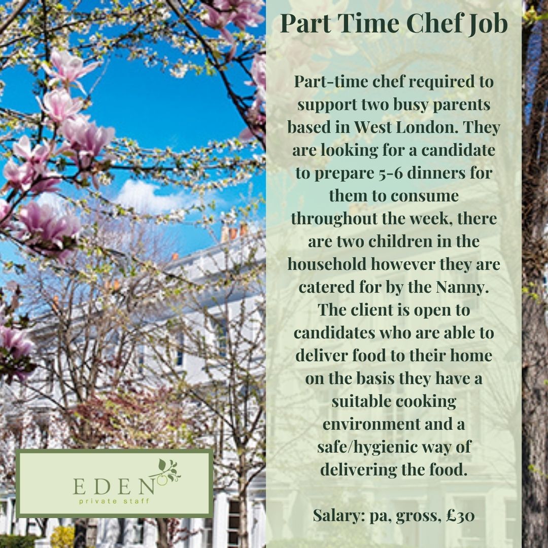 Healthy Family chef role for an active family based in West London!
edenprivatestaff.com/job/part-time-…
#privatechef #chefs #privateclients #privatestaff #chefstalk #cheflife #chefdepartie #chefdecuisine  #chefjobs #chefrecruitment